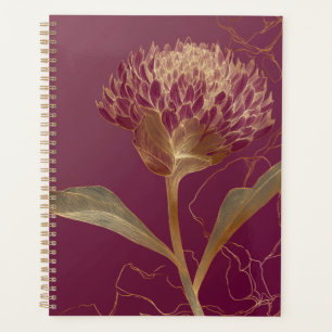 Tiefrotes Gold-Botanik-Blumenlinienwerk Planer