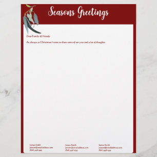 Tiefrotes und grünes Weihnachtsbriefpapier mit Fot Briefbogen