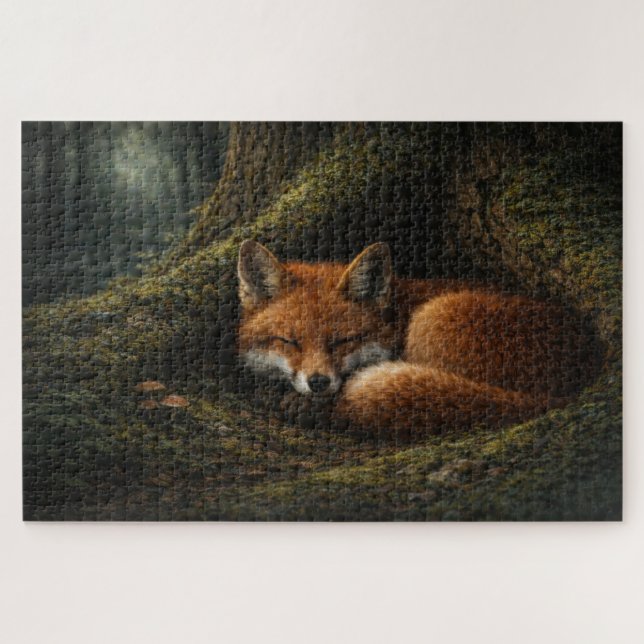Tiefschlaf im Wald | Red Fox Art | Puzzle (Horizontal)