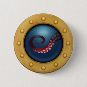 Tiefsee-Kreatur Brass Porthole Schiff U-Boot Button