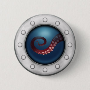 Tiefsee-Kreatur Steampunk Ocean Explorer Octopus Button