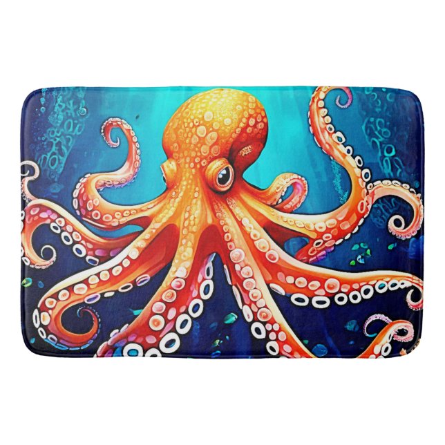 Tiefsee-Octopus-Glow-Design Badematte (Vorderseite)