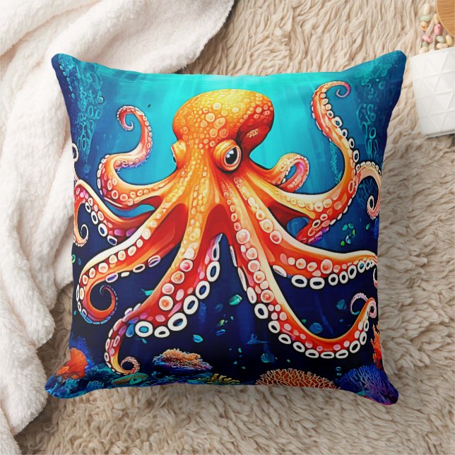 Tiefsee-Octopus-Glow-Design Kissen (Decke)