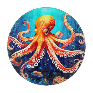 Tiefsee-Octopus-Glow-Design Schneidebrett
