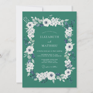 Tiefsee-Ranunculus-Eukalyptus-Hochzeit Einladung