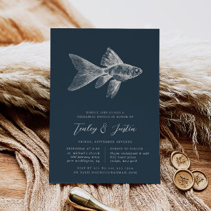 Tiefsee-Vintage-Küstern-Fisch-Probeessen Einladung