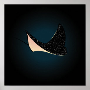 Tiefseefisch unter Wasser Gepunkteter Ray Fisch Poster
