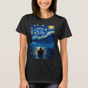 Tiefseefischerei Fisherman Starry Night Painting T-Shirt