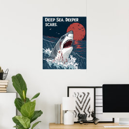 Tiefseehaar Narben Großer Weißer Hai Poster