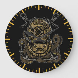 Tiefseetaucher-Oktopus-Angriffs Nautikanker  Große Wanduhr
