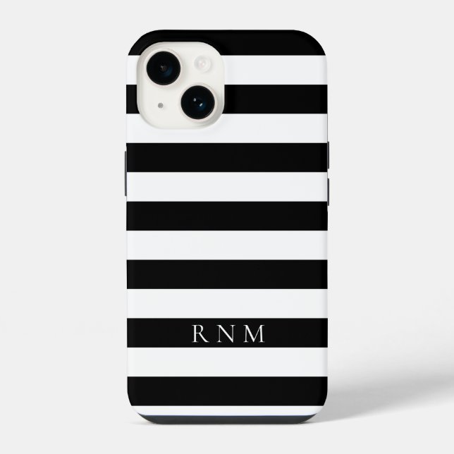 Tiefste schwarze Streifen Name oder Monogramm iPho iPhone Hülle (Rückseite)
