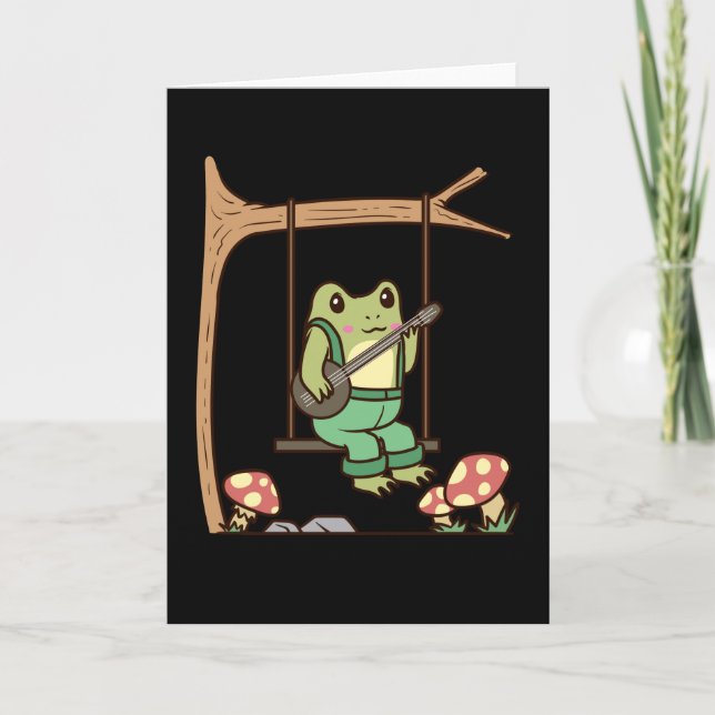 Tieftonästhetischer Frosch mit Banjo und Swing Karte (Vorderseite)