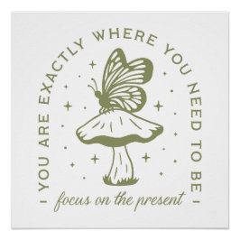 Tieftonkernschmetterling-Pilzgrün Poster