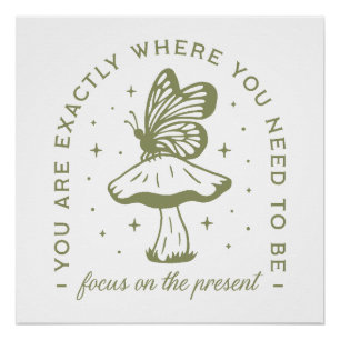 Tieftonkernschmetterling-Pilzgrün Poster