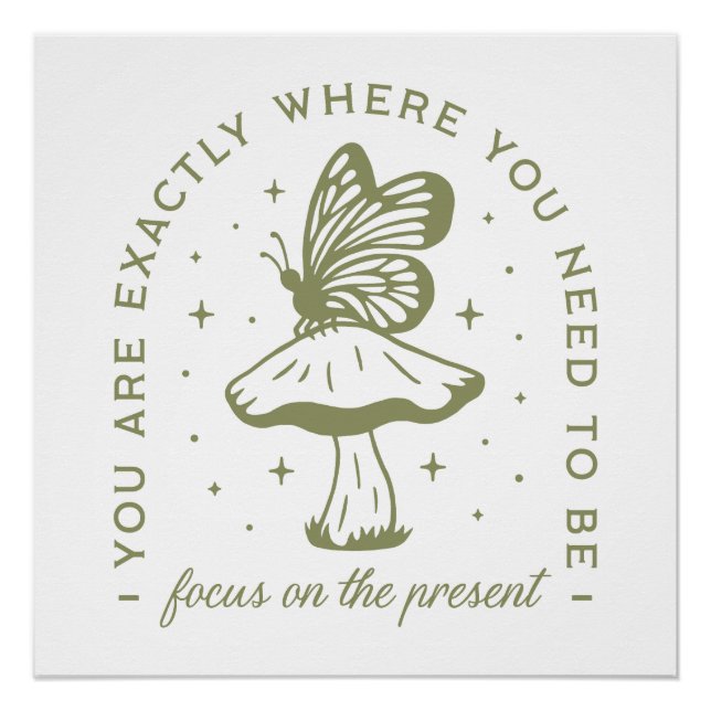 Tieftonkernschmetterling-Pilzgrün Poster (Vorderseite)