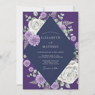 Tiefviolette Dahlien-Hochzeit Einladung