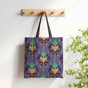 Tiefviolettes und goldenes Art Deco-Blumenornament