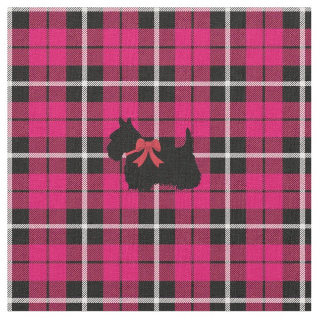 Tiefwärmer Herbst Pink Scottish Terrier kariert Stoff (Nahaufnahme)
