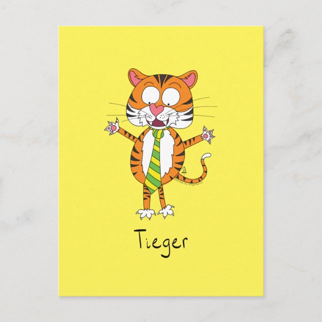 Tieger Tiger Mit einer Krawatte Funny Postcard Postkarte (Vorderseite)