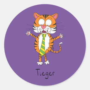 Tieger Tiger mit Necktie-Aufkleber Runder Aufkleber
