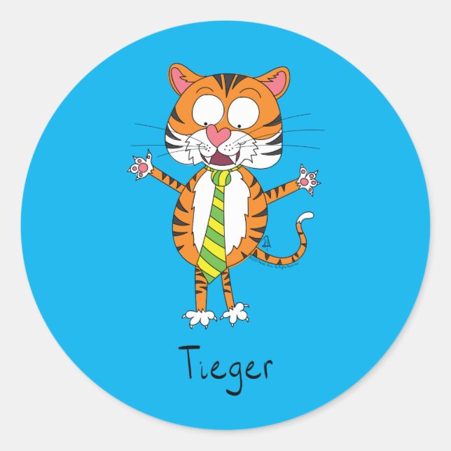 Tieger Tiger mit Necktie-Aufkleber Runder Aufkleber (Vorderseite)