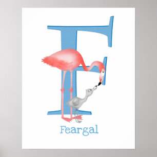 Tier ABC F ist für Flamingo-Druck geeignet Poster