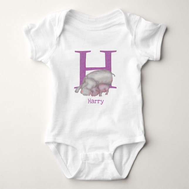 Tier ABC H ist ein Baby-Bodysuit für Nilpferde Baby Strampler (Vorderseite)