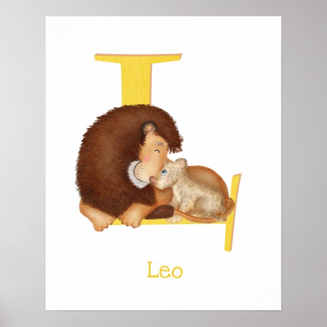 Tier ABC L ist für Löwendruck geeignet Poster (Vorne)