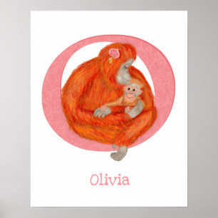 Tier ABC O steht für Orang-Utan-Druck Poster