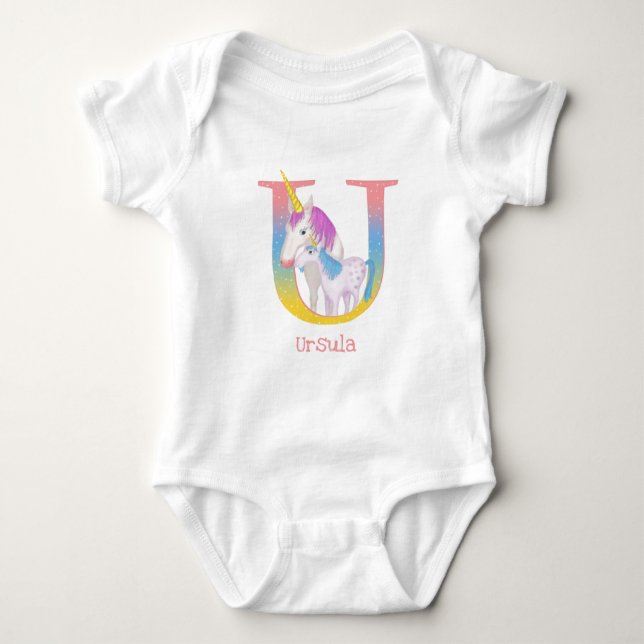 Tier ABC U ist für Einhorn-Babybodysuit Baby Strampler (Vorderseite)