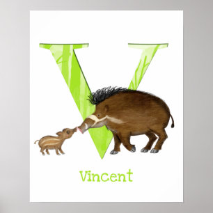 Tier-ABC V steht für Visaya-Warzenschwein-Druck Poster