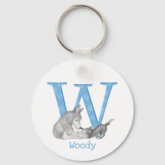 Tier ABC W ist für Wolf-Schlüsselring Schlüsselanhänger (Vorderseite)