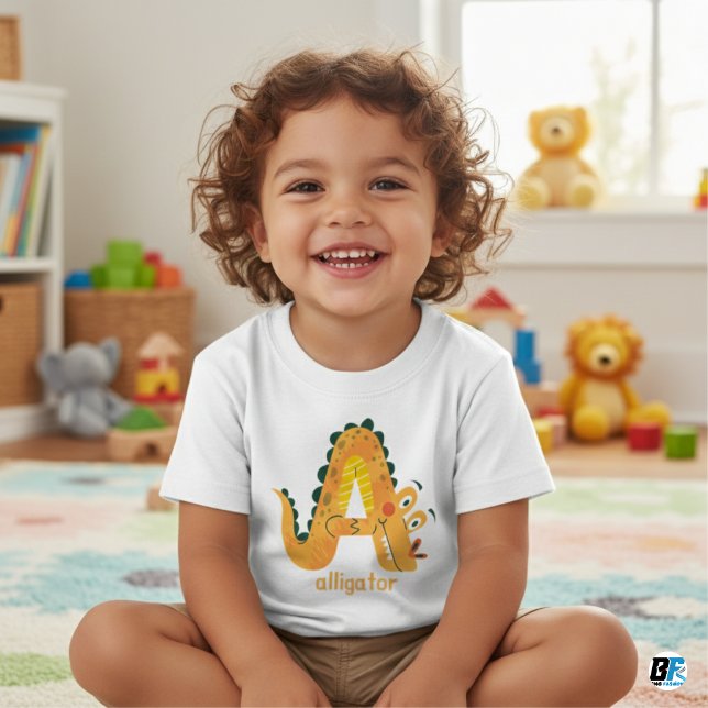 Tier Alphabet A für Alligator Baby T-shirt (Von Creator hochgeladen)