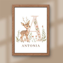 Tier-Alphabet-Buchstabe-A-Kinder-Name-Plakat