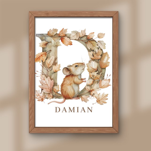 Tier Alphabet Buchstabe D Kinder Name Maus Poster (Von Creator hochgeladen)