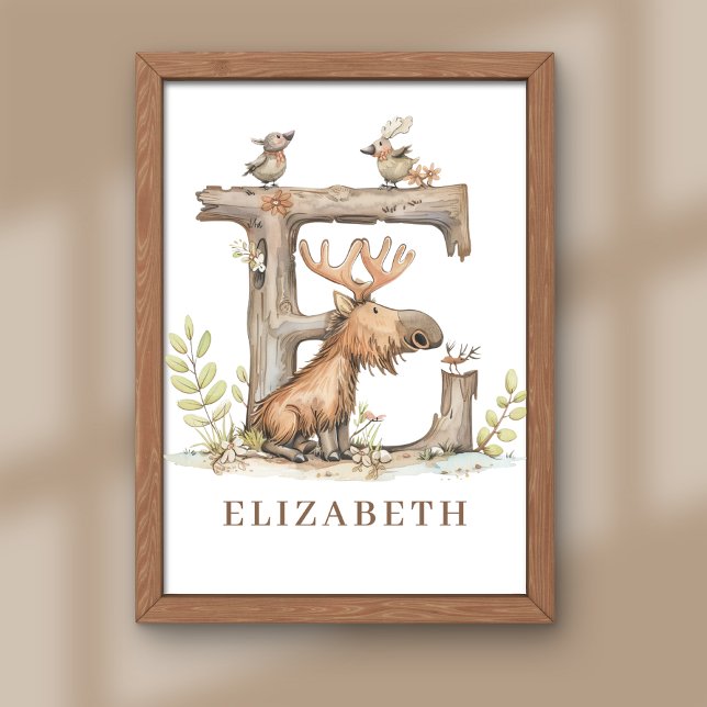 Tier-Alphabet Buchstabe E Kindername-Nursery-Poste Fotodruck (Von Creator hochgeladen)