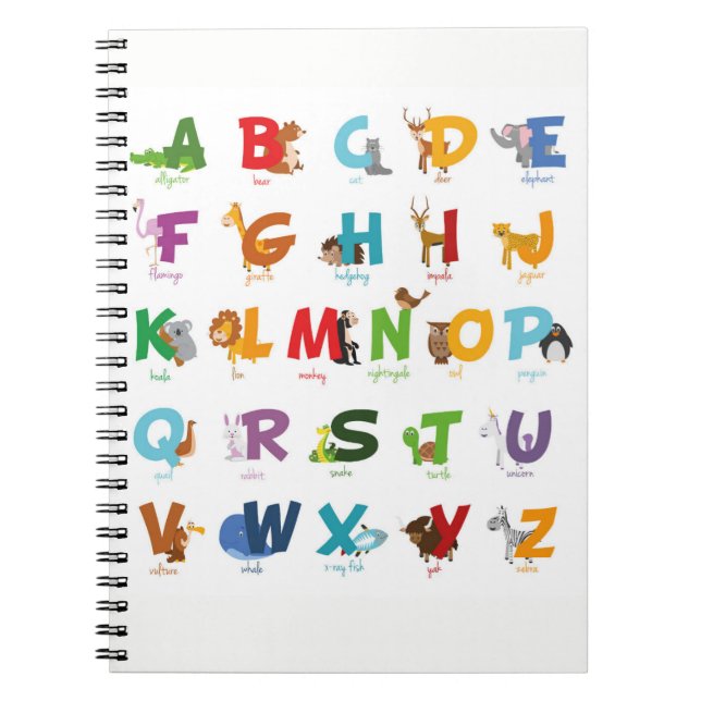 Tier-Alphabet-Buchstaben Notizblock (Vorderseite)