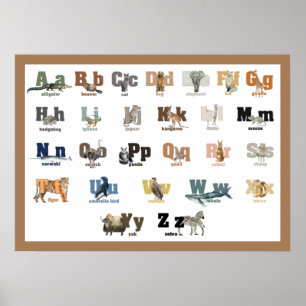 Tier Alphabet  Kinderzimmer 28 x 20 Poster