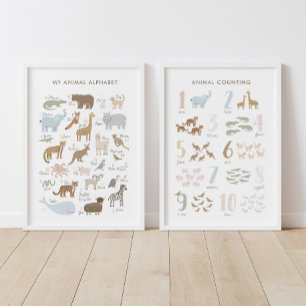 Tier-Alphabet- und Nummernbildung Bilderwand Sets