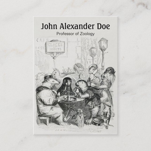 Tier-Ansammlung an Paris-Café - lustiger Zoologe Visitenkarte (Vorderseite)