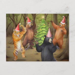 Tier Bär Tiger Weihnachtsfeier Feiertagspostkarte