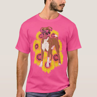 Tier Boxer Lover Dog Besitzer Hippie Sunflores T-Shirt