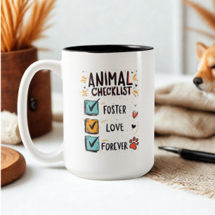 Tier-Checkliste Foster Love Forever Rettungsgesche Zweifarbige Tasse