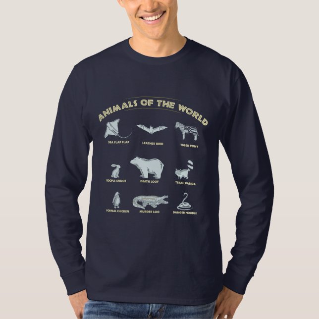 Tier der Weltnamen exotischer wild lebender Tiere T-Shirt (Vorderseite)