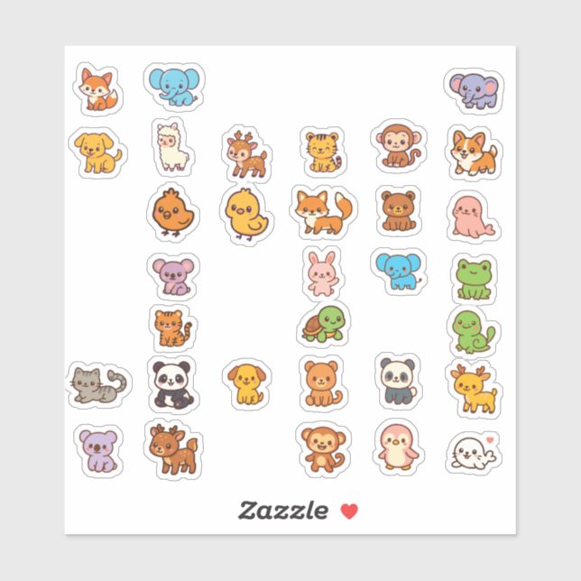 Tier-Doodles Cartoon-Aufkleber-Pack Aufkleber (Blatt)