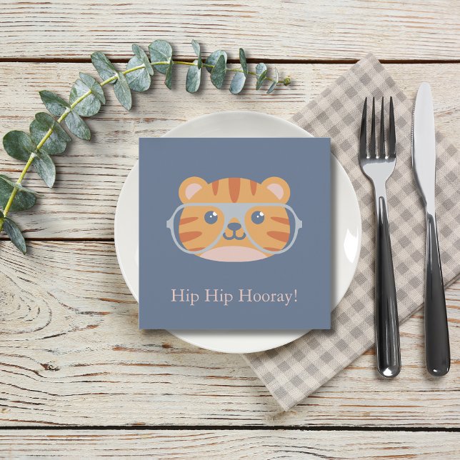 Tier Geburtstag Jungle Tiger Herz Feiertagskarte (Animal Tiger Blue Background)