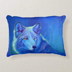 Tier-Geschenke mit blauem Wolf der Wolf-Kunst- Zierkissen