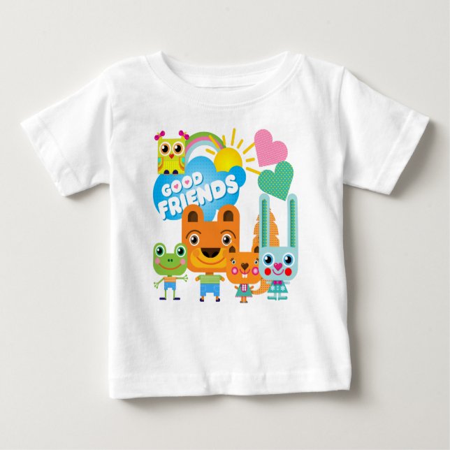 Tier-gute Freunde Baby T-shirt (Vorderseite)