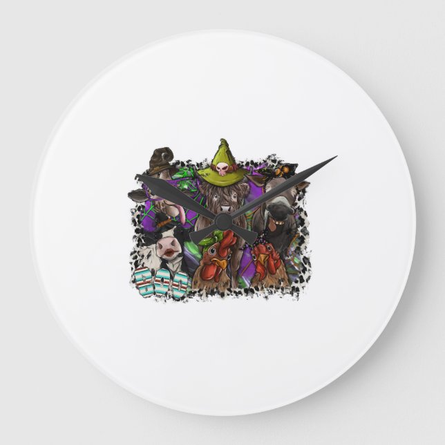 Tier-Halloween Große Wanduhr (Vorderseite)