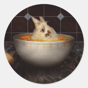 Tier - Hase - Da ist ein Hase in meiner Suppe Runder Aufkleber